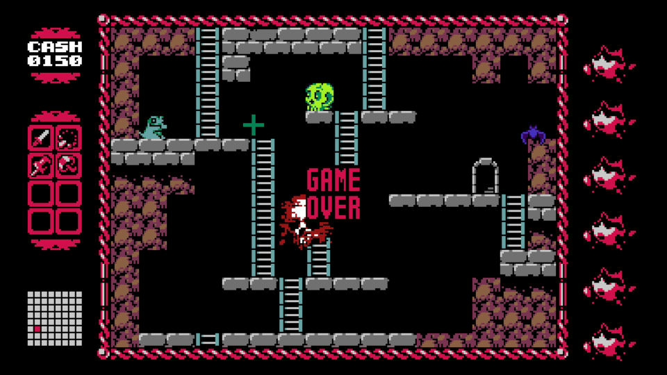 GAME OVER. The ghost has killed the player and destroyed all of their eggs.